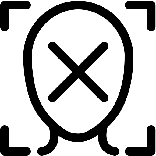 Authentication, denied, disapprove, technology, face id, face id scan, face scan icon